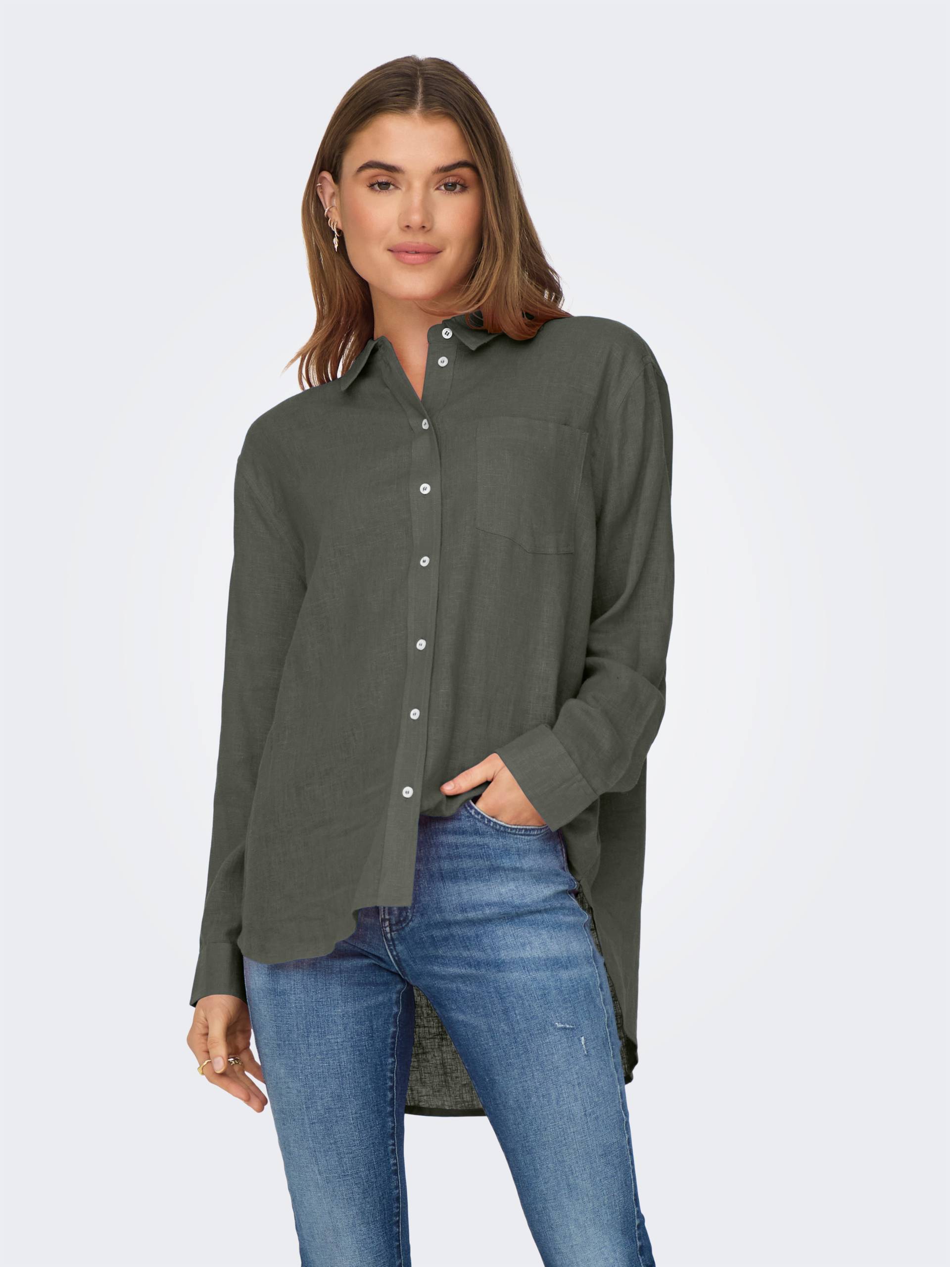 ONLY Longbluse »ONLTOKYO L/S LINEN BLEND SHIRT«, mit Leinen von ONLY
