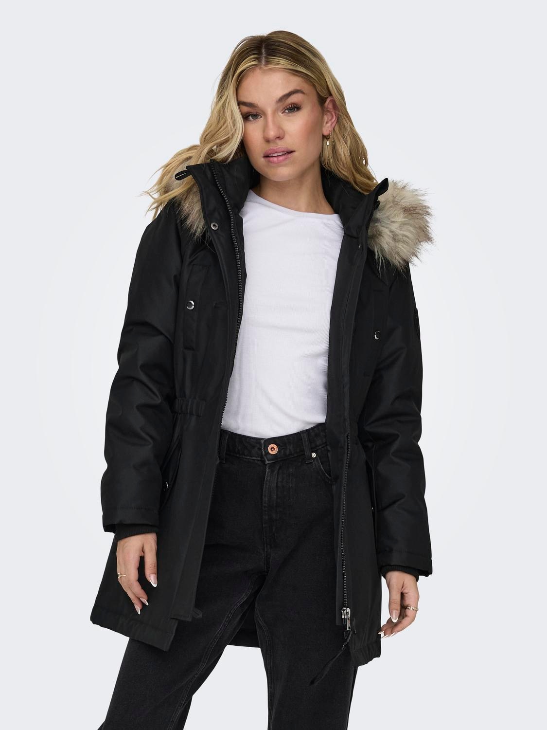 ONLY Parka »ONLIRIS FUR WINTER PARKA LIFE CC OTW«, mit Kapuze, mit verdeckter Knopfleiste von ONLY