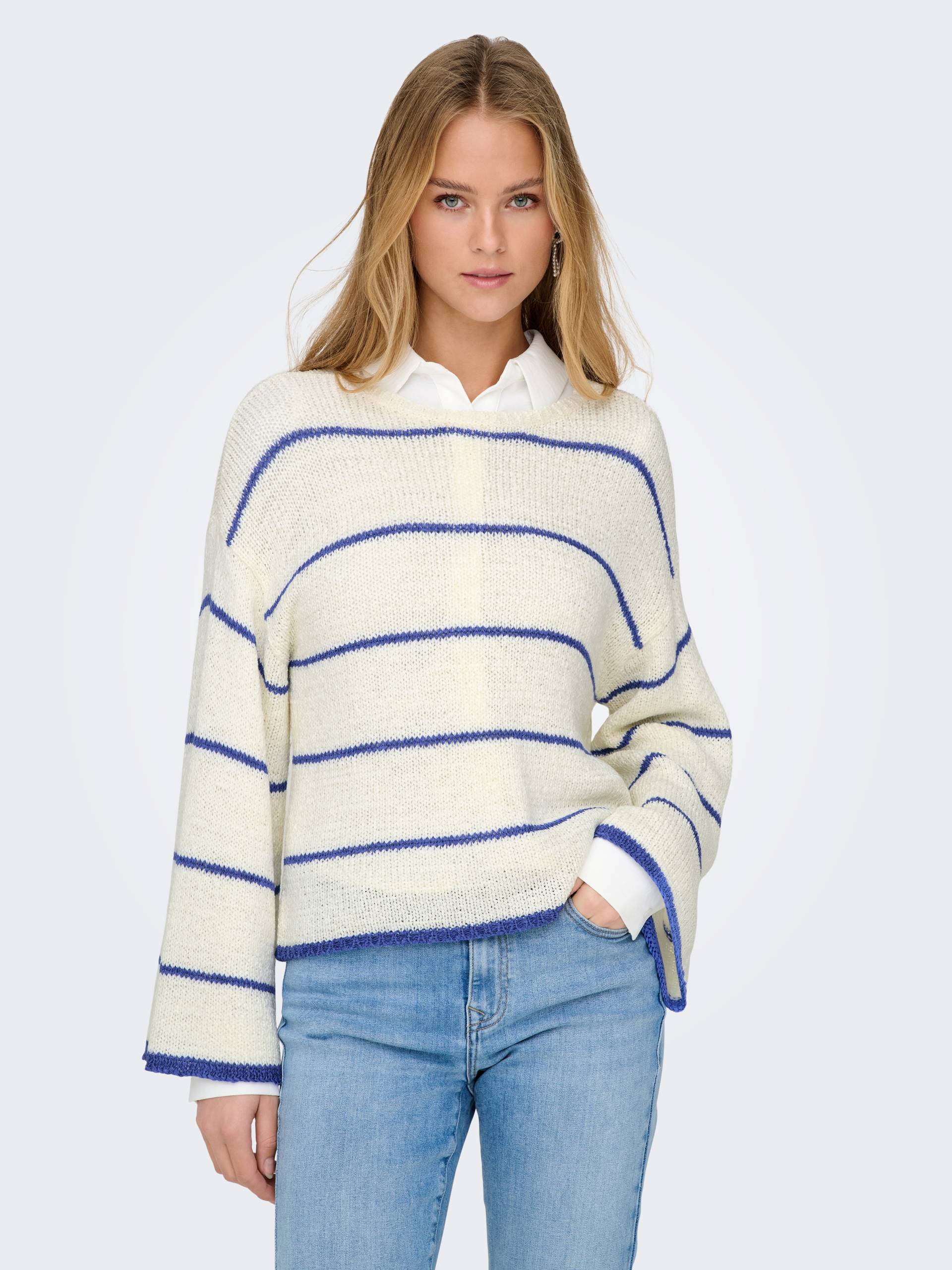 ONLY Rundhalspullover »ONLGEENA 7/8 STRIPE O-NECK KNT NCA« von ONLY