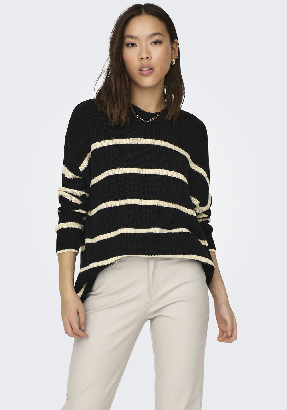 ONLY Rundhalspullover »ONLPERNILLE LS STRIPE O-NECK KNT NOOS« von ONLY