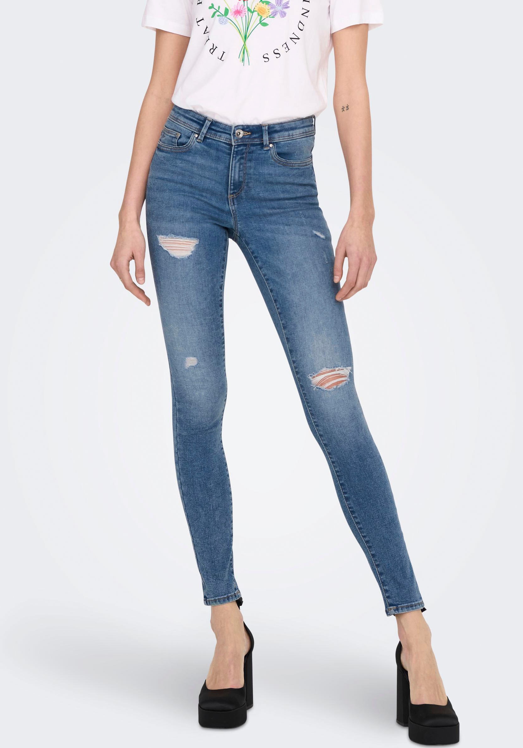 ONLY Skinny-fit-Jeans »ONLWAUW MID SK DESTROY DNM BJ210« von ONLY