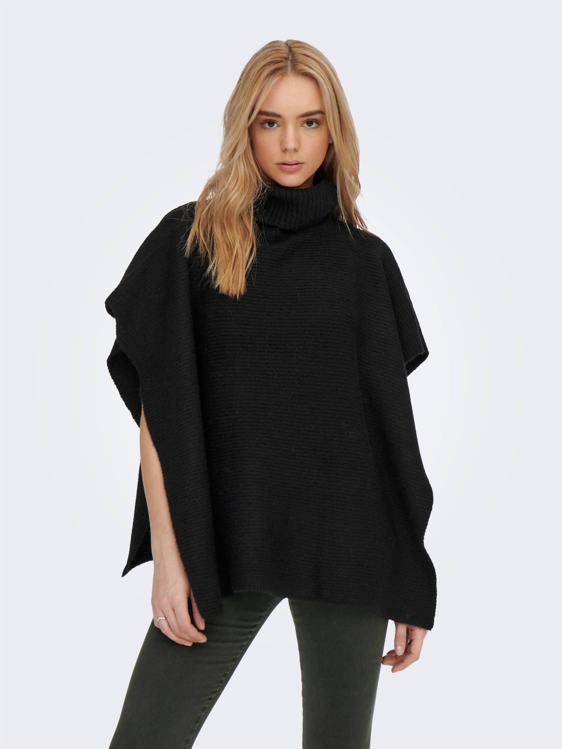 ONLY Strickponcho »ONLLOVISA LIFE KNIT PONCHO ACC«, in Rippstrick Optik mit Rollkragen von ONLY