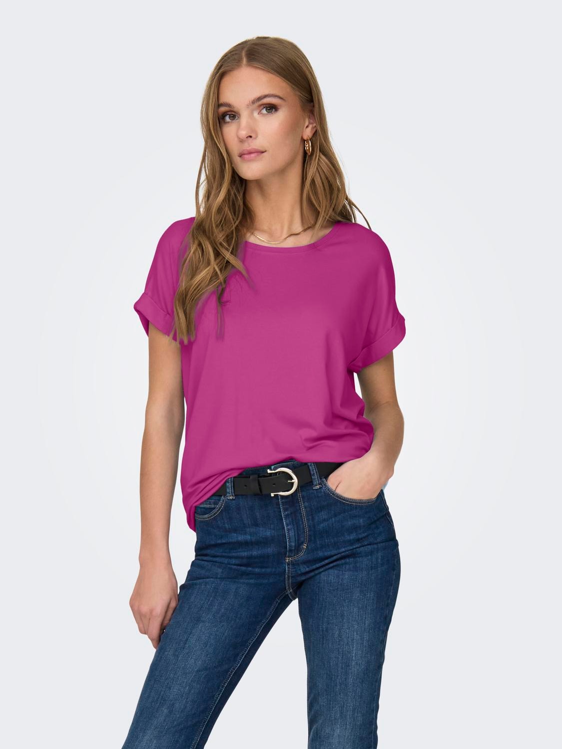 ONLY T-Shirt »ONLMOSTER S/S O-NECK TOP NOOS JRS«, mit Aufschlag am Arm ONLY T-Shirt »ONLMOSTER S/S O-NECK TOP NOOS JRS«, mit Aufschlag am Arm von ONLY
