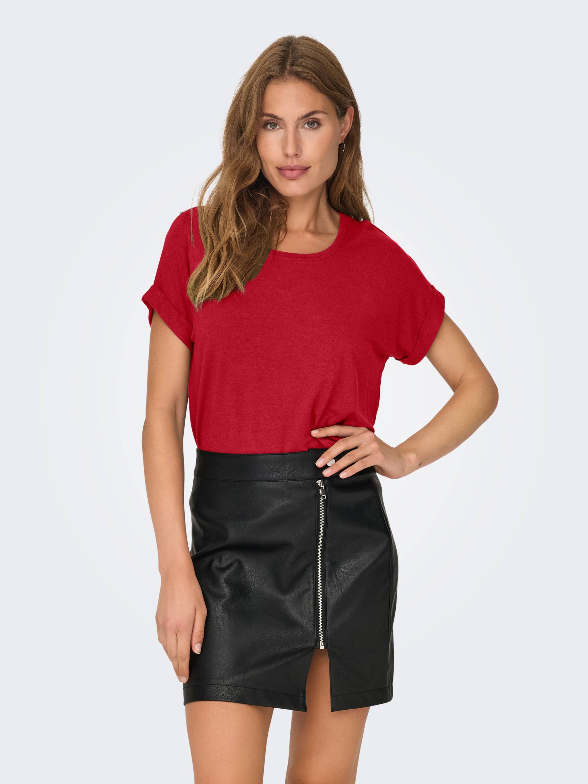 ONLY T-Shirt »ONLMOSTER S/S O-NECK TOP NOOS JRS«, mit Aufschlag am Arm von ONLY
