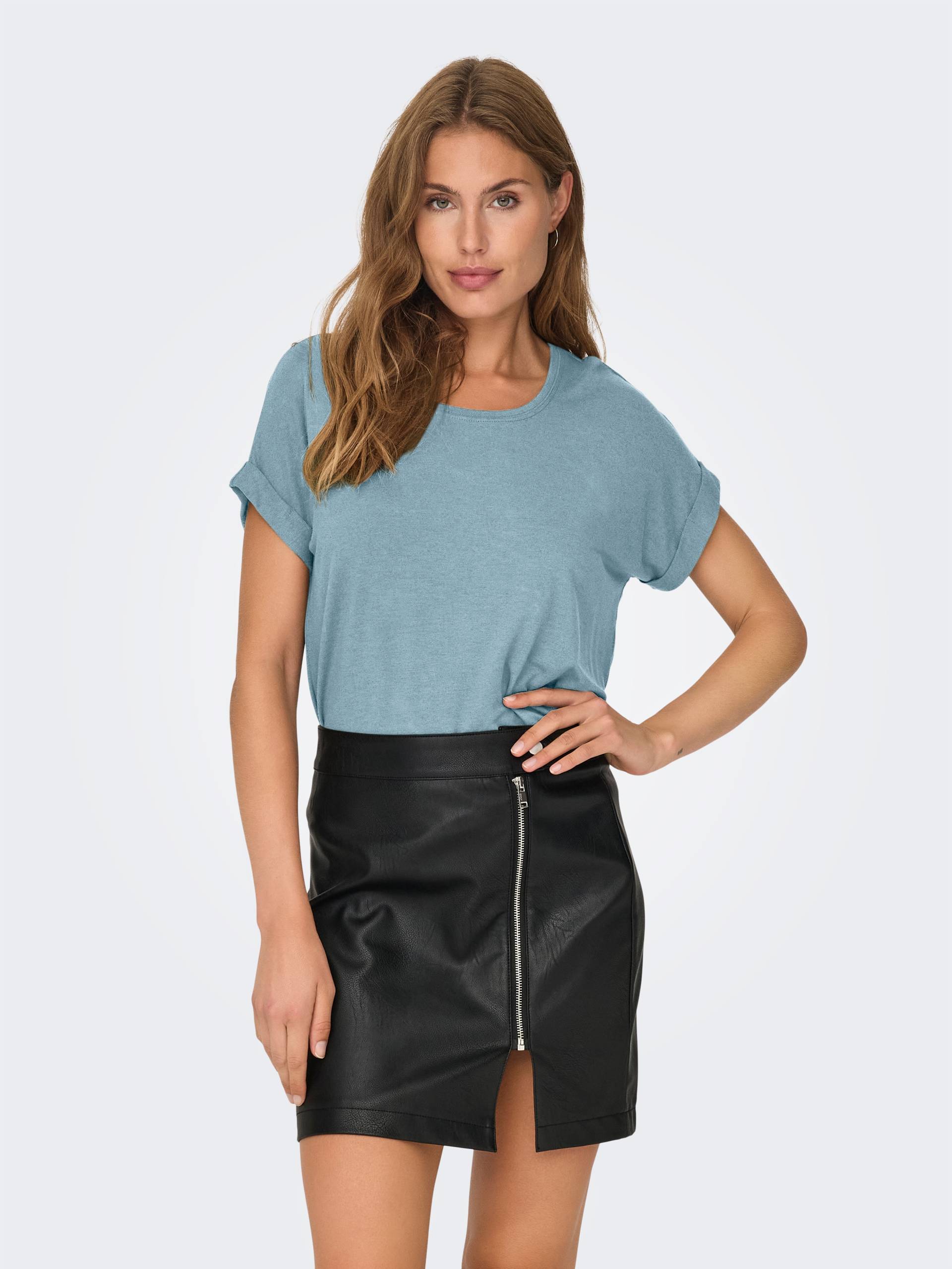 ONLY T-Shirt »ONLMOSTER S/S O-NECK TOP NOOS JRS«, mit Aufschlag am Arm von ONLY