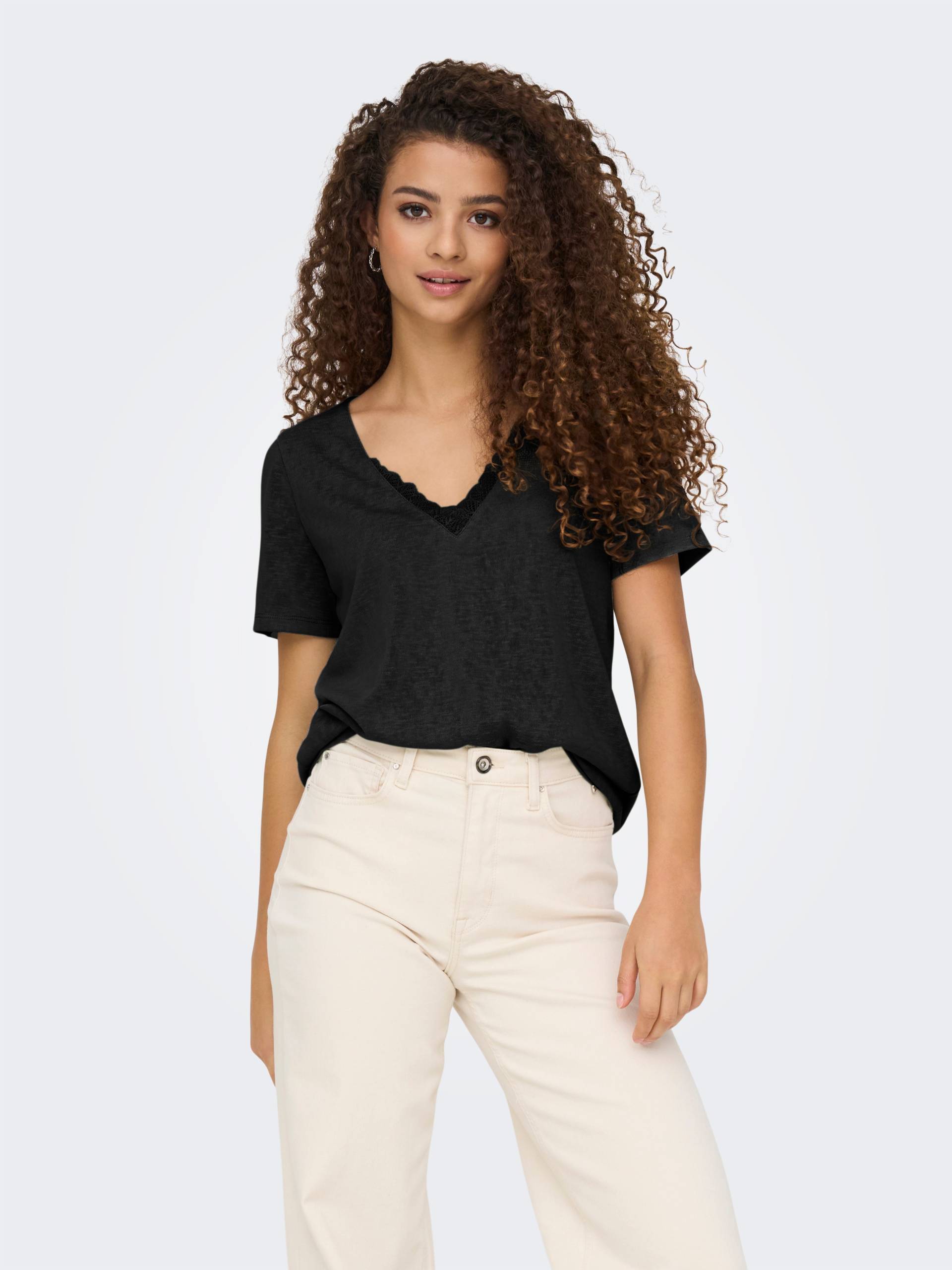 ONLY V-Shirt »ONLZOLA LIFE S/S V-NECK LACE TOP JRS« von ONLY