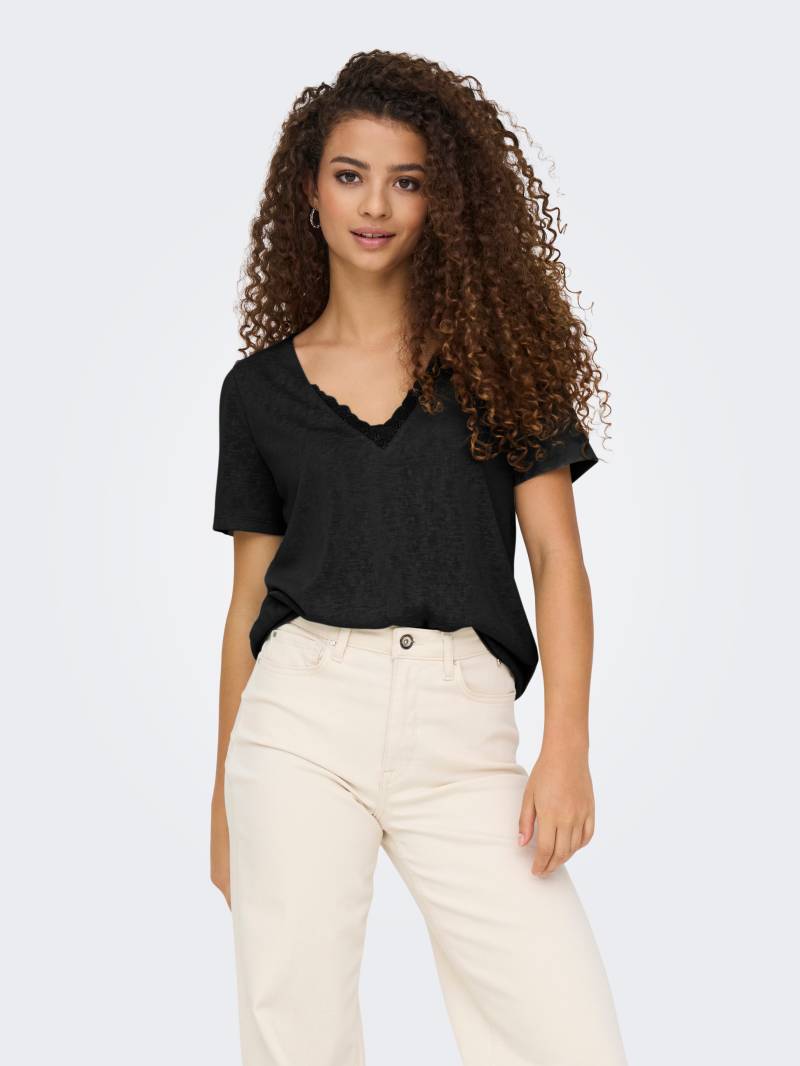 ONLY V-Shirt »ONLZOLA LIFE S/S V-NECK LACE TOP JRS« von ONLY