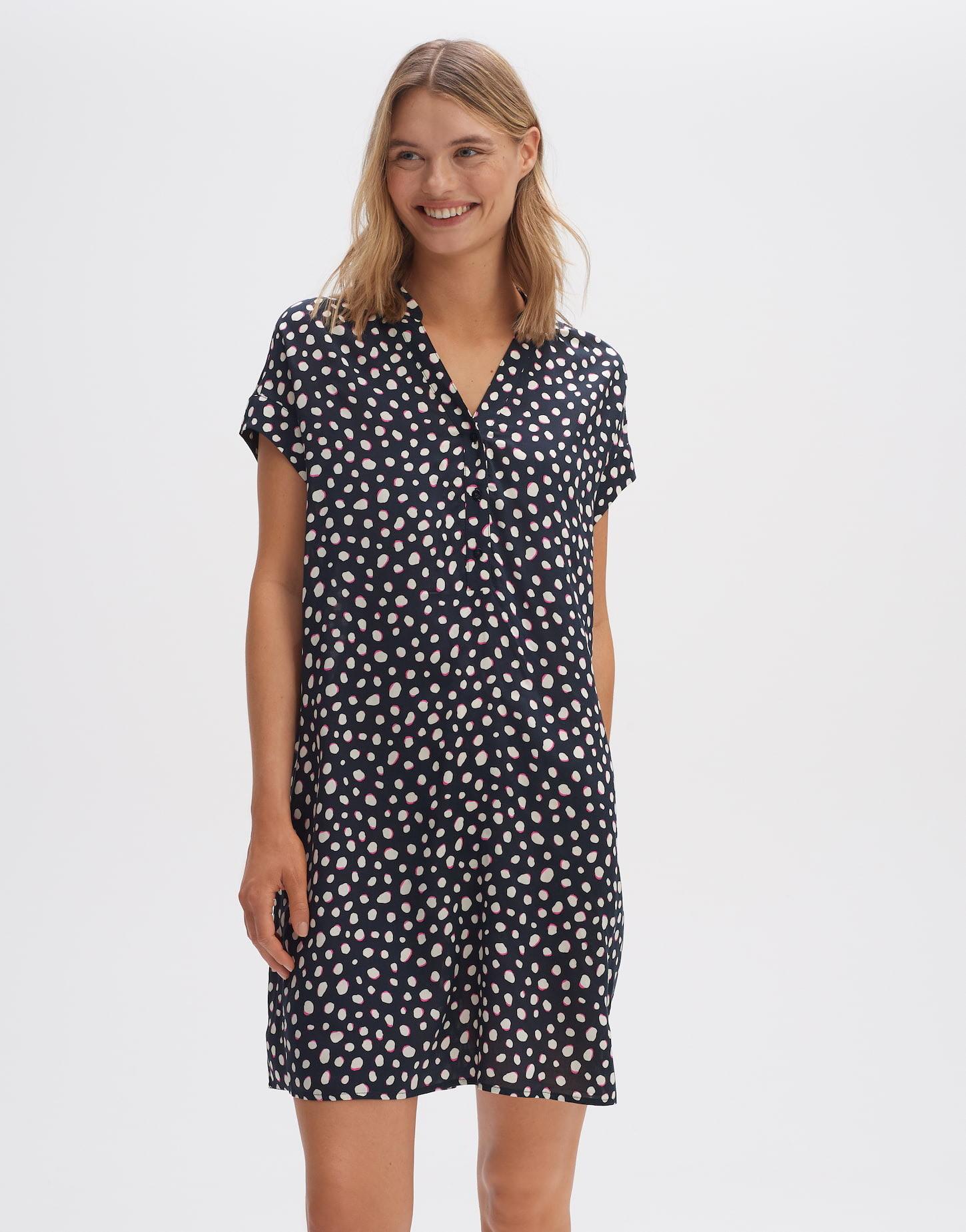 Blusenkleid Wularo Dot Gerader Schnitt Damen Blau 36 von OPUS