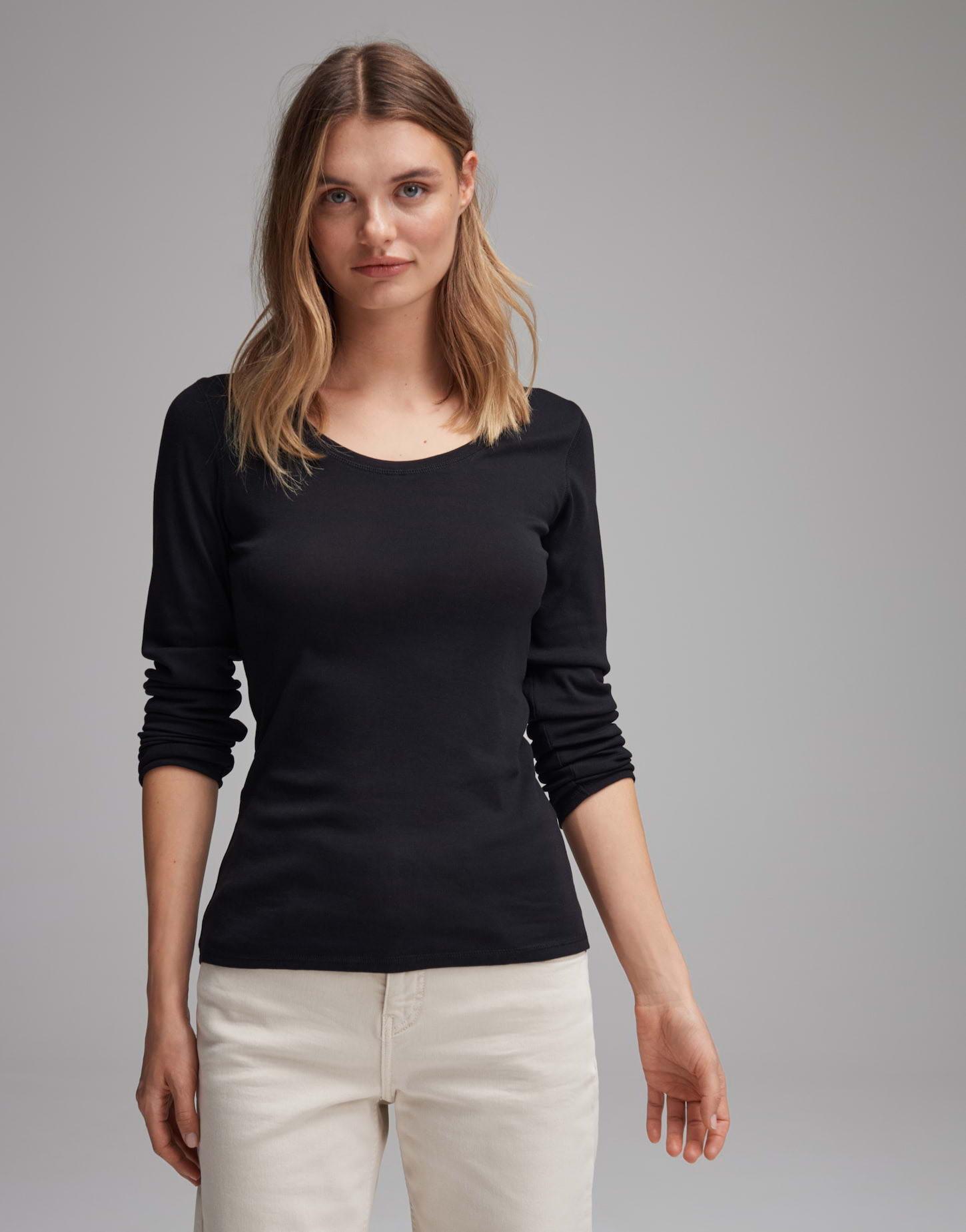 Langarmshirt Sorana Figurbetont Damen Schwarz 36 von OPUS