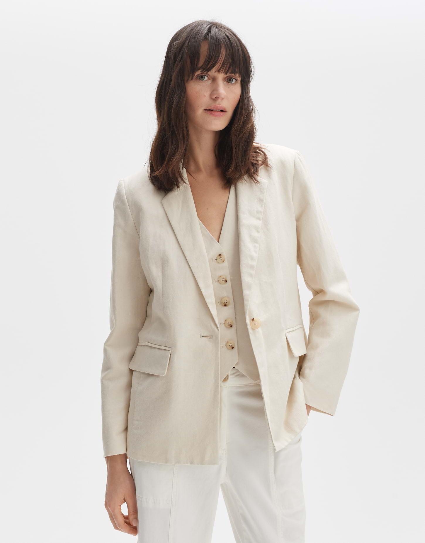 Leinen Blazer Jamari Leicht Talliert Damen Beige 44 von OPUS