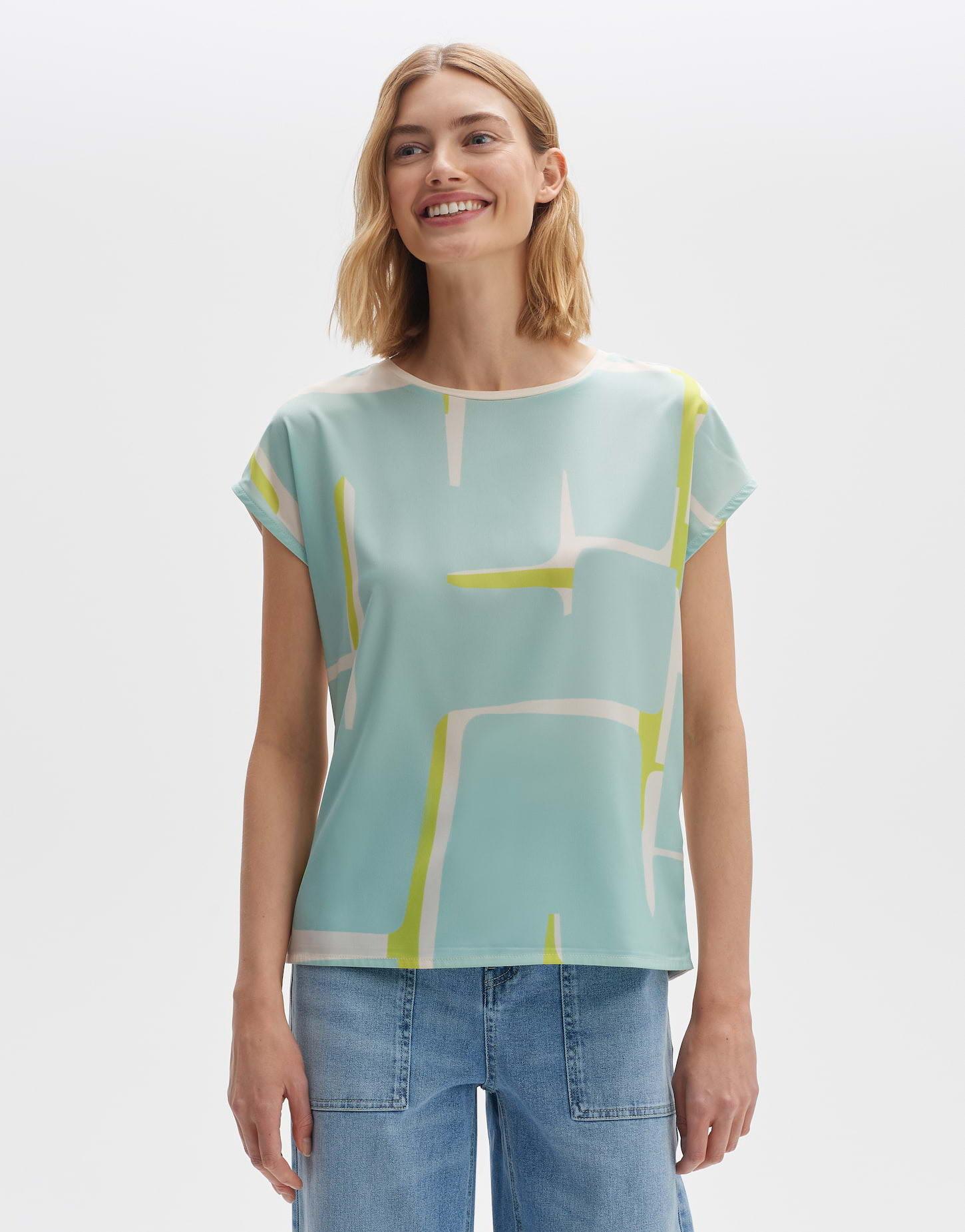 Shirt Sisbo Print Gerader Schnitt Damen Pastellgrün 36 von OPUS