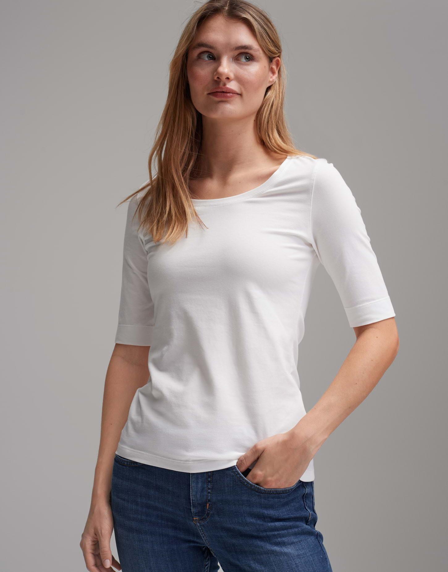 Shirt Sanika Tailliert Damen Elfenbein 36 von OPUS