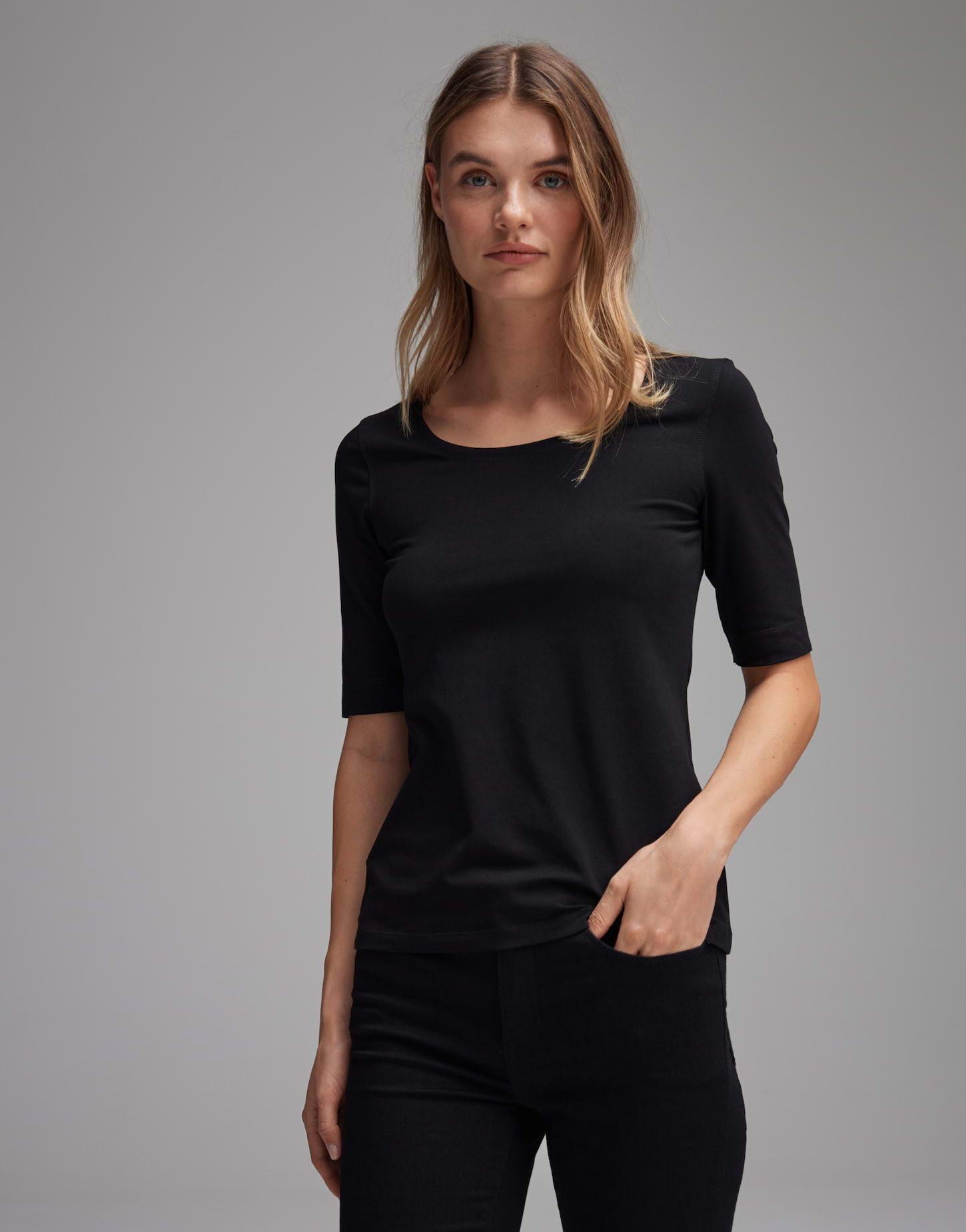 Shirt Sanika Tailliert Damen Schwarz 36 von OPUS