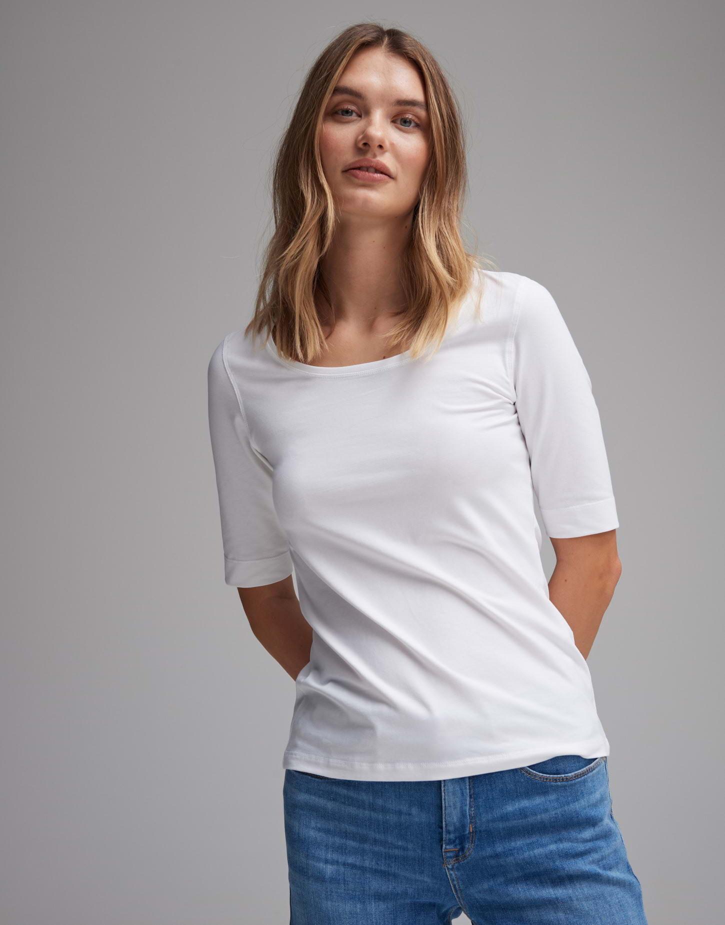 Shirt Sanika Tailliert Damen Weiss 36 von OPUS