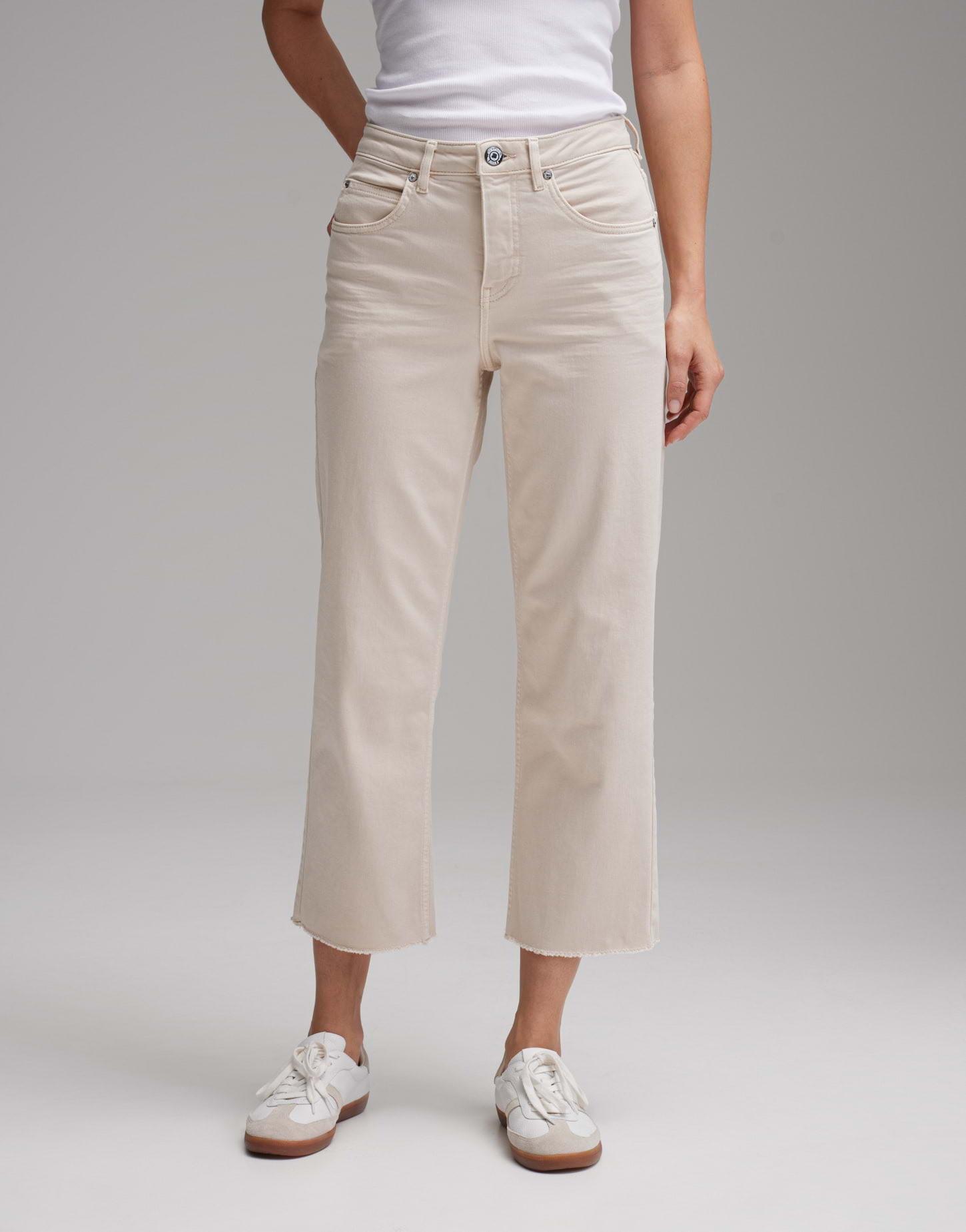 Wide Cropped Jeans Momito Color Gerade Damen Beige 42 von OPUS