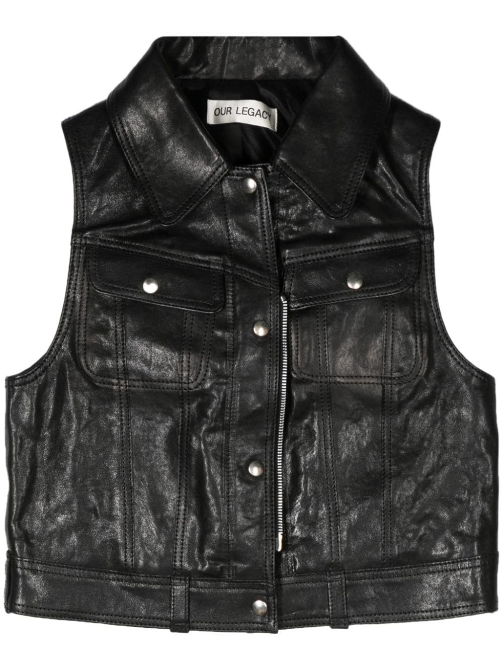 OUR LEGACY Doll leather vest - Black von OUR LEGACY