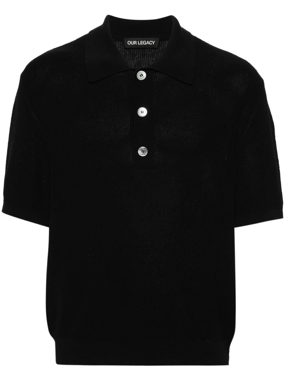 OUR LEGACY Traditional Polo ribbed polo shirt - Black von OUR LEGACY