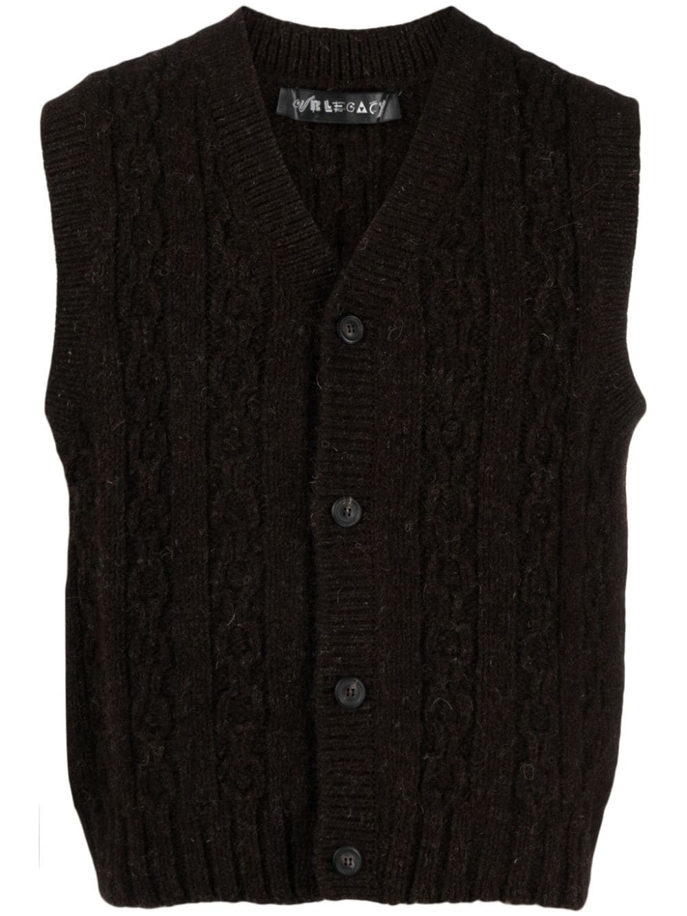 OUR LEGACY V-neck wool cable-knit vest - Brown von OUR LEGACY