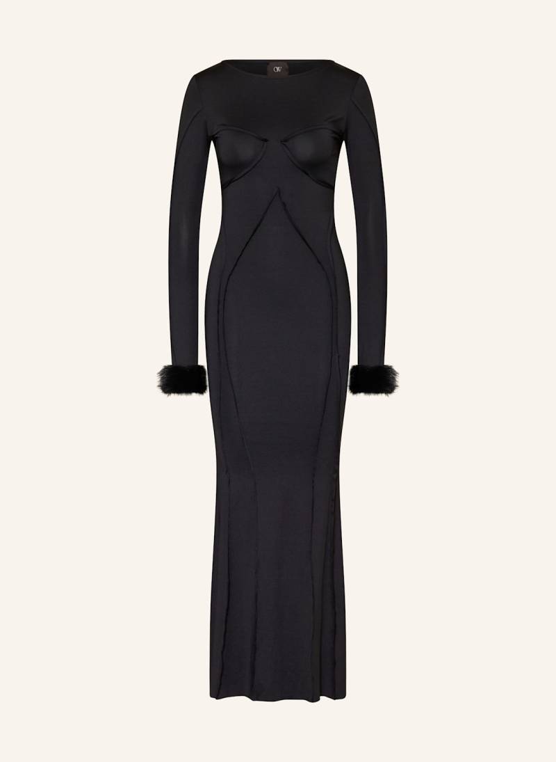 Ow Collection Jerseykleid Ciara Mit Abnehmbarem Kunstfell schwarz von OW Collection