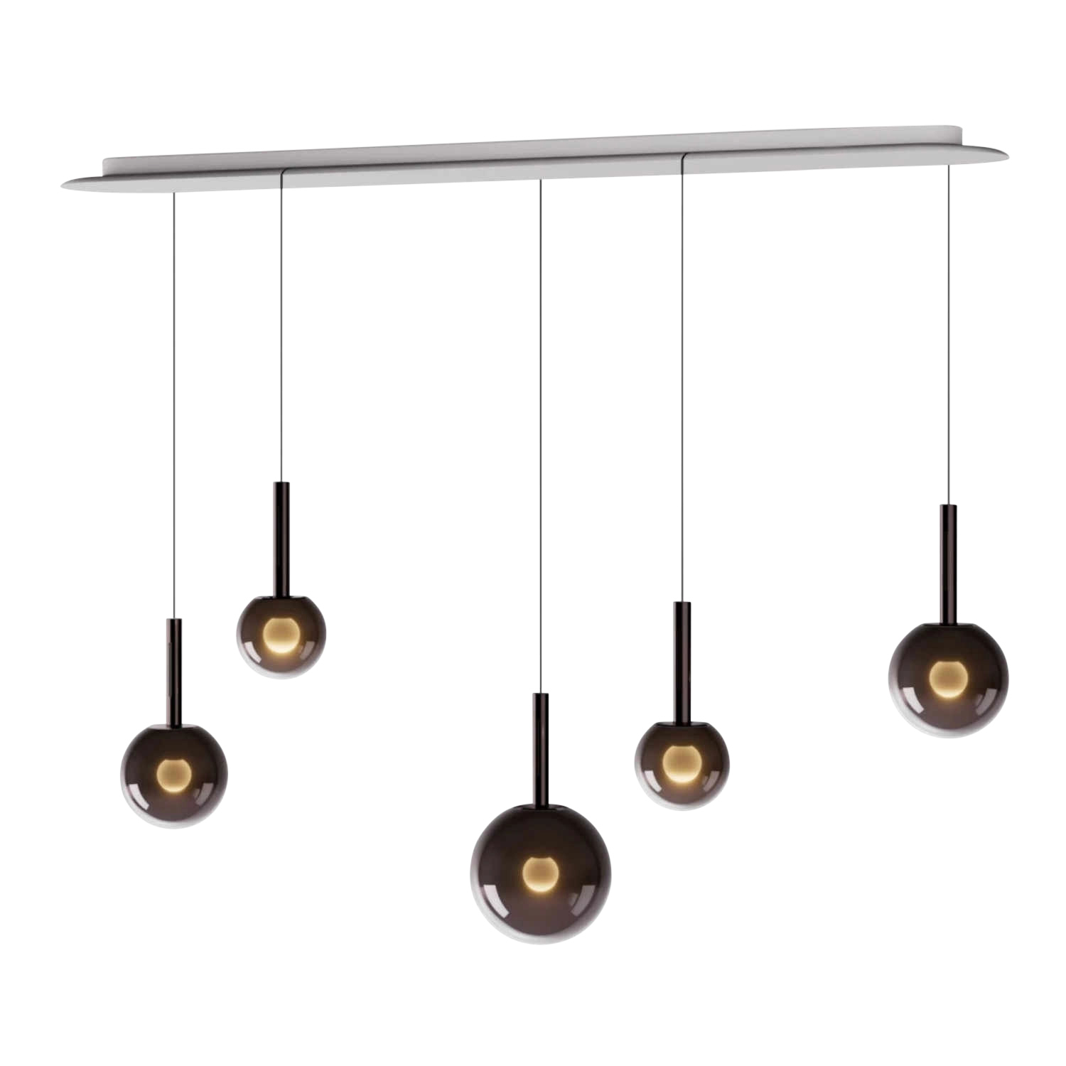 Luna sospeso cloud 5L Pendelleuchte, Baldachin schwarz matt, Farbe dark chrome, Höhe fix, 120-270cm Luna sospeso cloud 5L Pendelleuchte, Baldachin schwarz matt, Farbe dark chrome, Höhe fix, 120-270cm von Occhio