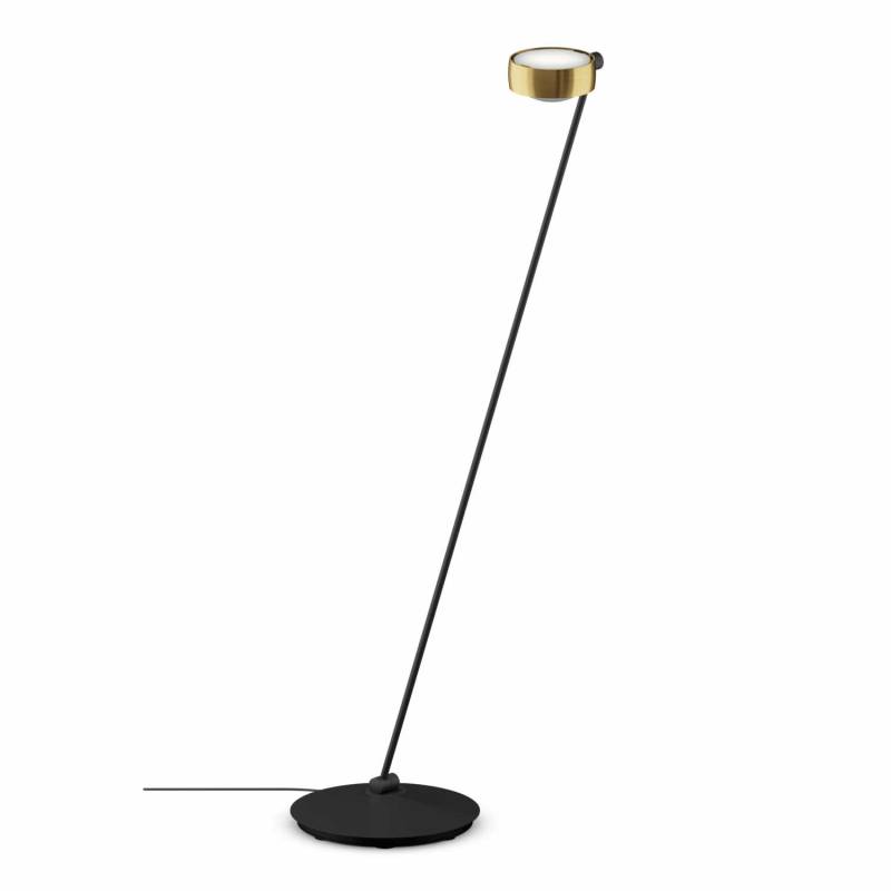 Sento Lettura LED Bodenleuchte, Grösse höhe 125 cm, Kopf / Body / Fuss bronze / schwarz matt / schwarz matt, Ausrichtung links von Occhio