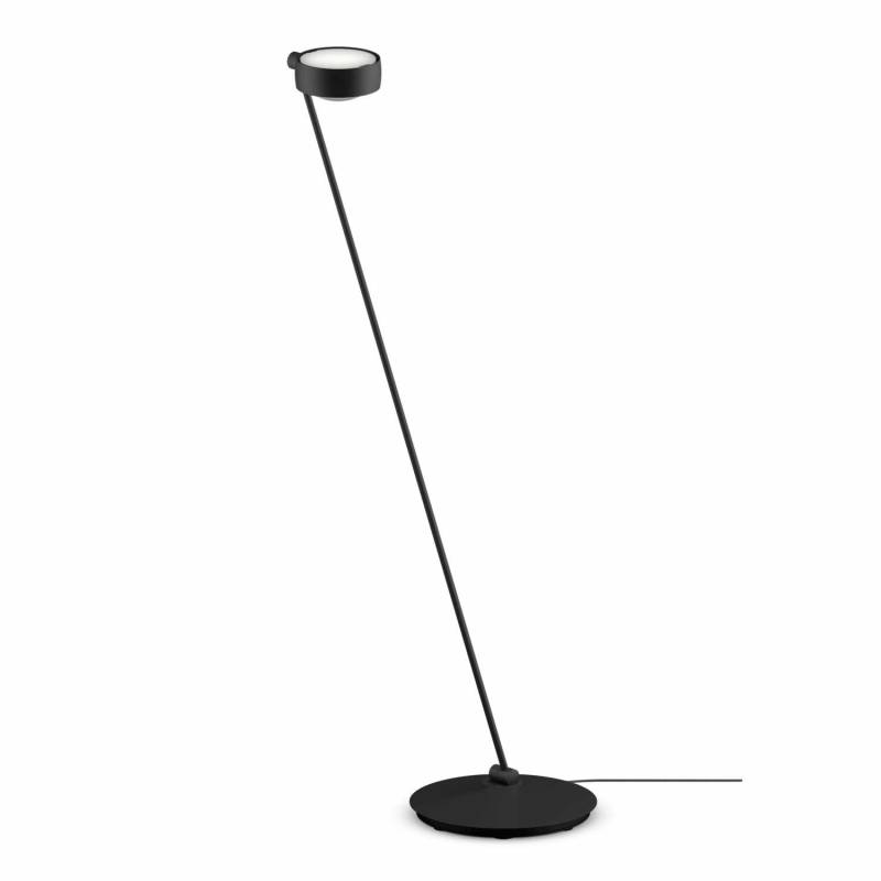 Sento Lettura LED Bodenleuchte, Grösse höhe 125 cm, Kopf / Body / Fuss schwarz matt, Ausrichtung rechts von Occhio