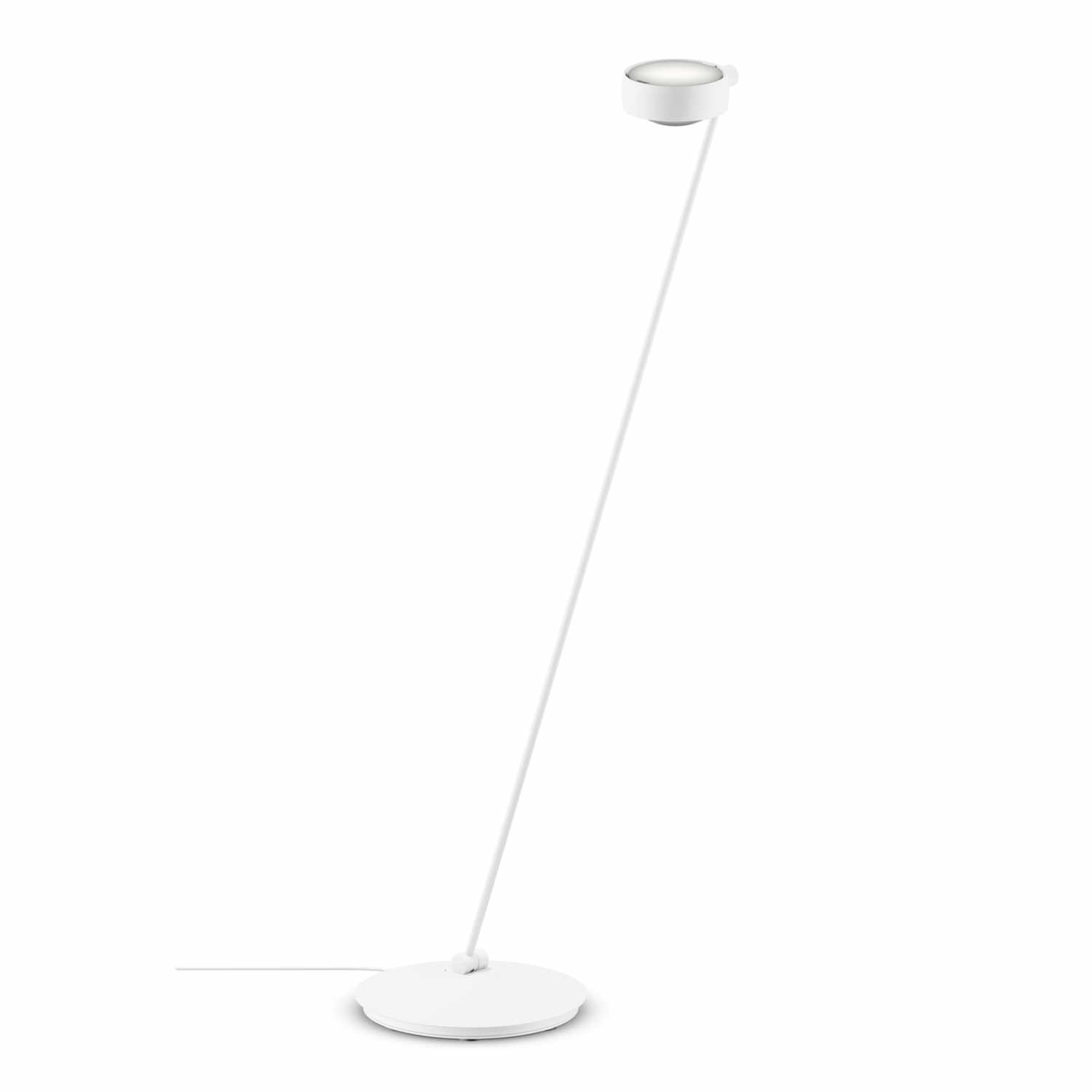 Sento Lettura LED Bodenleuchte, Grösse höhe 125 cm, Kopf / Body / Fuss weiss matt, Ausrichtung links von Occhio