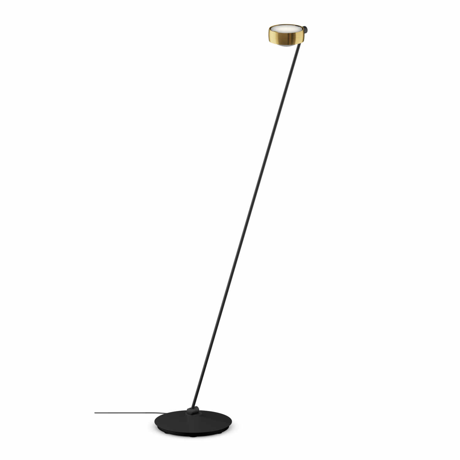 Sento Lettura LED Bodenleuchte, Grösse höhe 160 cm, Kopf / Body / Fuss bronze / schwarz matt / schwarz matt, Ausrichtung links von Occhio