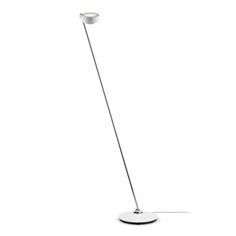 Sento Lettura LED Bodenleuchte, Grösse höhe 160 cm, Kopf / Body / Fuss weiss glanz / chrom glanz / weiss glanz, Ausrichtung rechts von Occhio