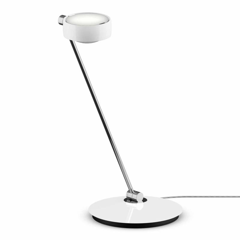 Sento Tavolo LED Tischleuchte, Grösse höhe 60 cm, Kopf / Body / Fuss weiss glanz / chrom glanz / weiss glanz, Ausrichtung rechts von Occhio