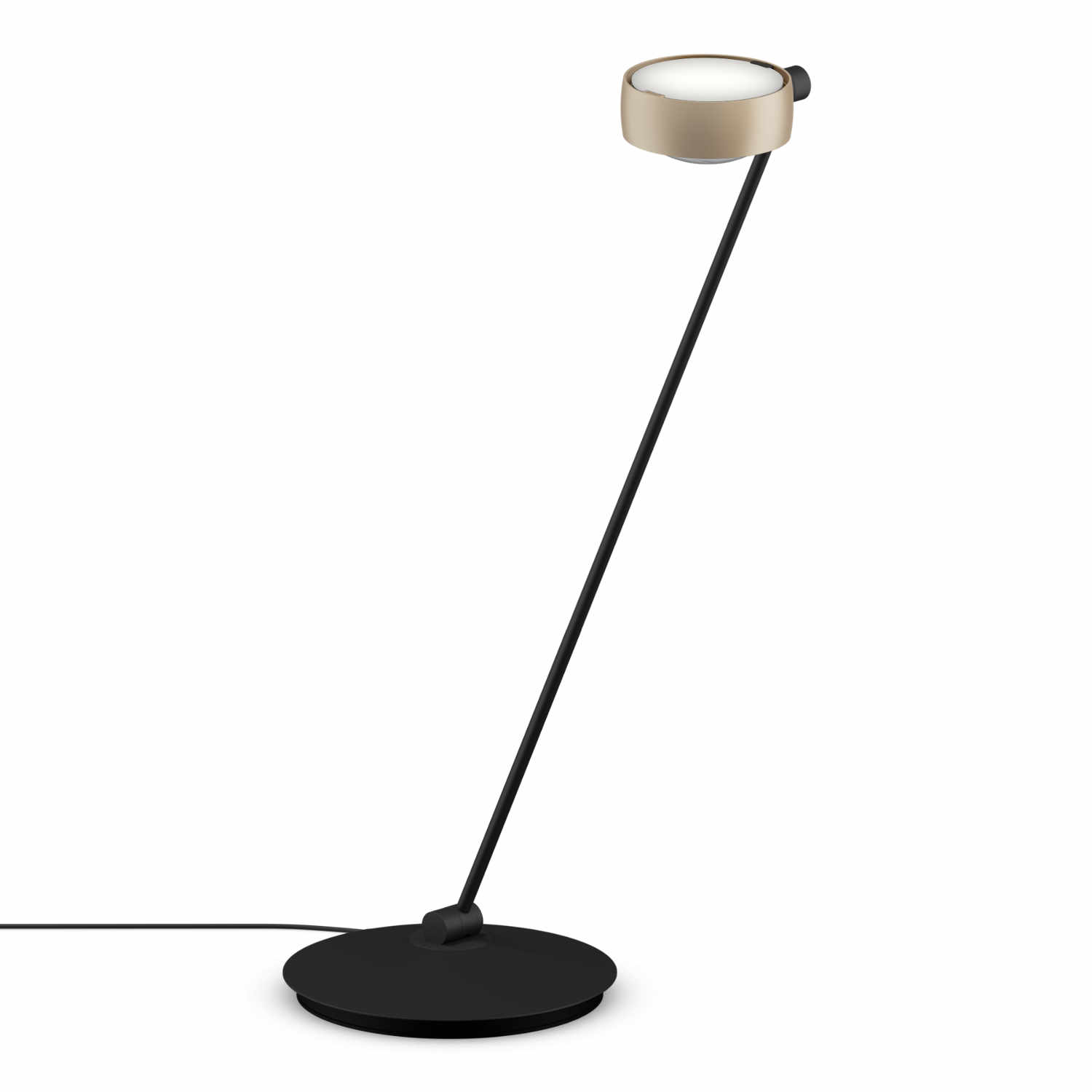 Sento Tavolo LED Tischleuchte, Grösse höhe 80 cm, Kopf / Body / Fuss gold matt / schwarz matt / schwarz matt, Ausrichtung links von Occhio