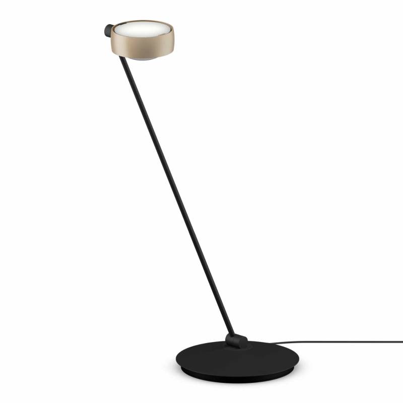 Sento Tavolo LED Tischleuchte, Grösse höhe 80 cm, Kopf / Body / Fuss gold matt / schwarz matt / schwarz matt, Ausrichtung rechts von Occhio