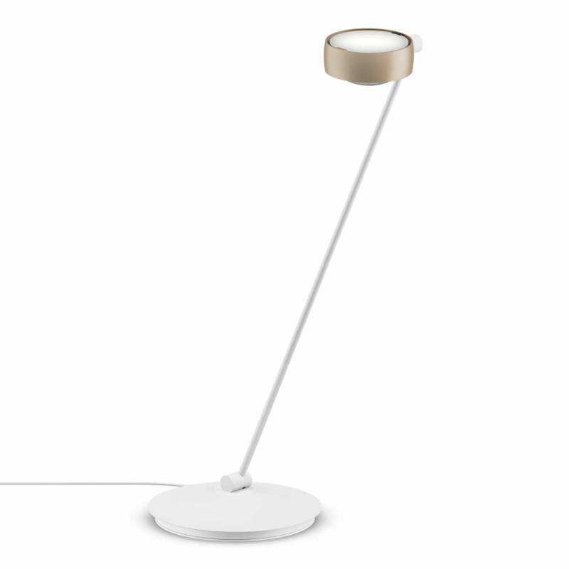 Sento Tavolo LED Tischleuchte, Grösse höhe 80 cm, Kopf / Body / Fuss gold matt / weiss matt / weiss matt, Ausrichtung links von Occhio