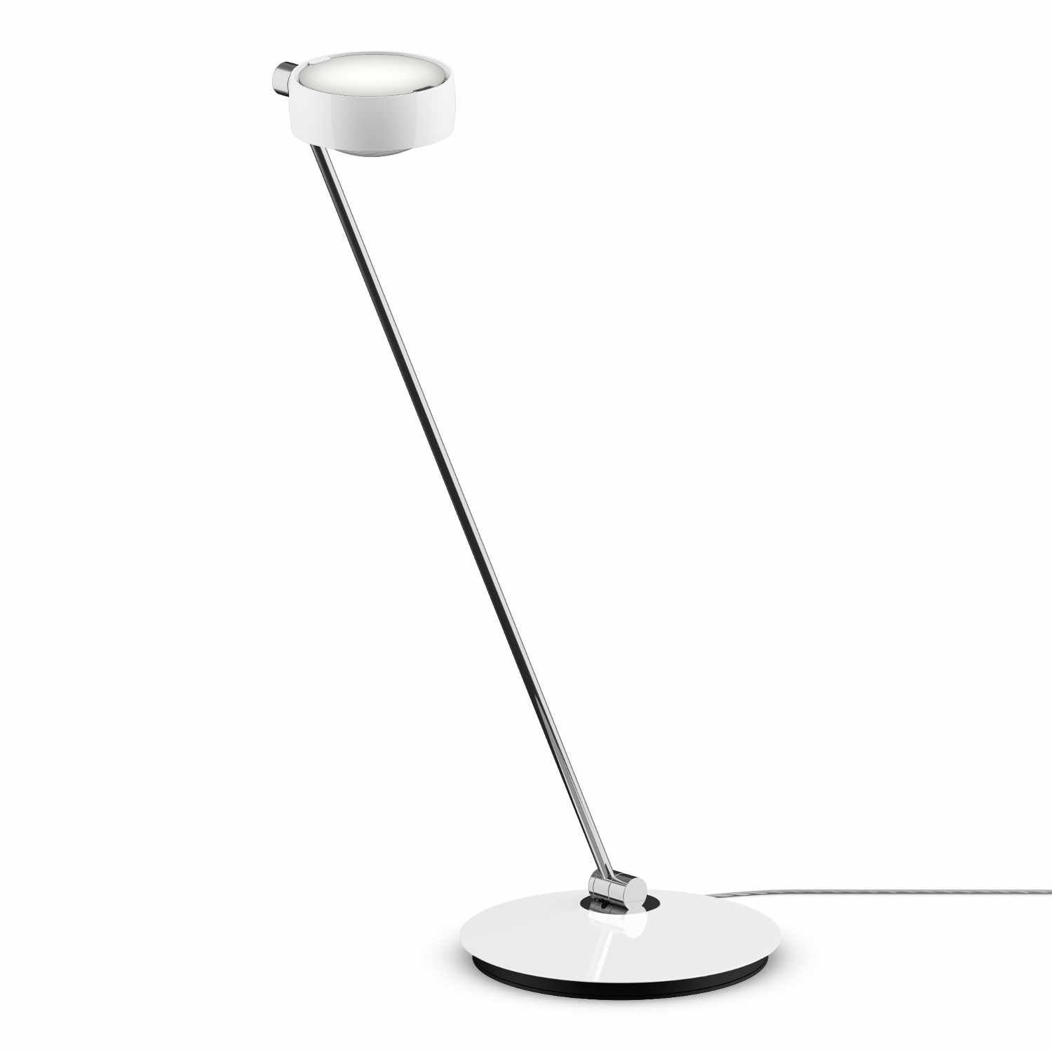 Sento Tavolo LED Tischleuchte, Grösse höhe 80 cm, Kopf / Body / Fuss weiss glanz / chrom glanz / weiss glanz, Ausrichtung rechts von Occhio