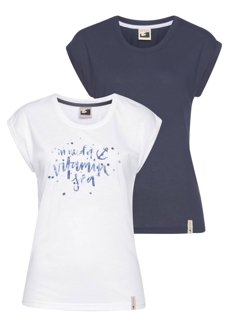 Ocean Sportswear T-Shirt, (Packung, 2 tlg., 2er-Pack), Kurzarm mit Aufschlag, lässiger Schnitt, mit Logodruck von Ocean Sportswear