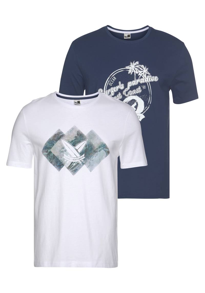 Ocean Sportswear T-Shirt, (2er-Pack), kurzärmelig, schmal geschnitten, mit Print, Rundhalsausschnitt von Ocean Sportswear