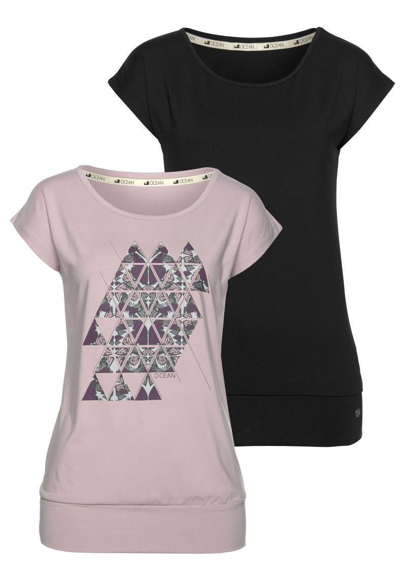 Ocean Sportswear Yoga & Relax Shirt »Soulwear - Essentials Yoga Shirts«, (Packung, 2er-Pack), leicht überschnittene Schultern, längerer Schnitt von Ocean Sportswear