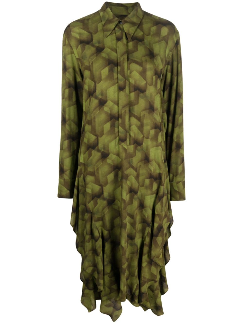 Odeeh Caleidoscopes midi shirtdress - Green von Odeeh