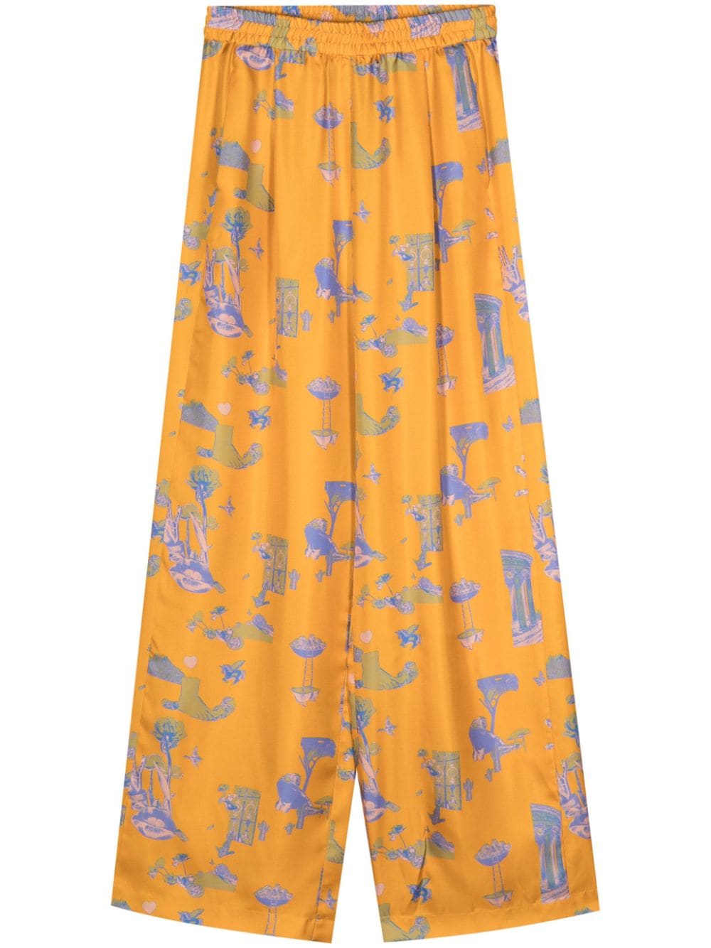 Odeeh graphic-print wide-leg trousers - Orange von Odeeh