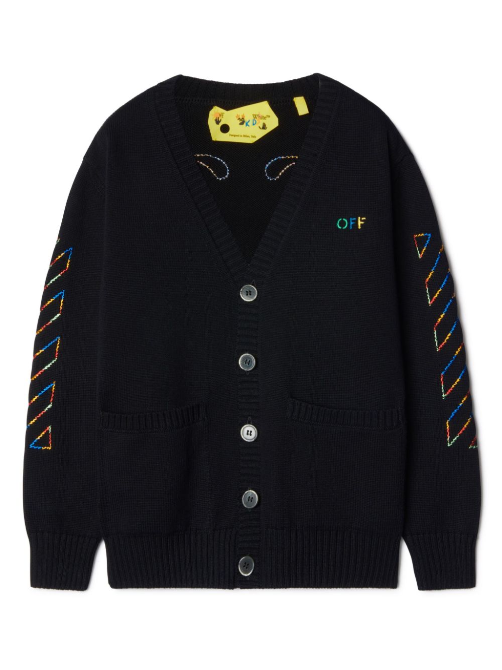 Off-White Kids Arrow-embroidered cotton cardigan - Black von Off-White Kids