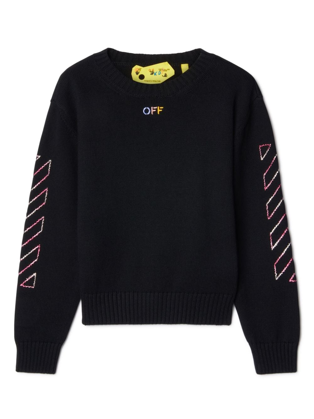 Off-White Kids Arrow-embroidered cotton jumper - Black von Off-White Kids