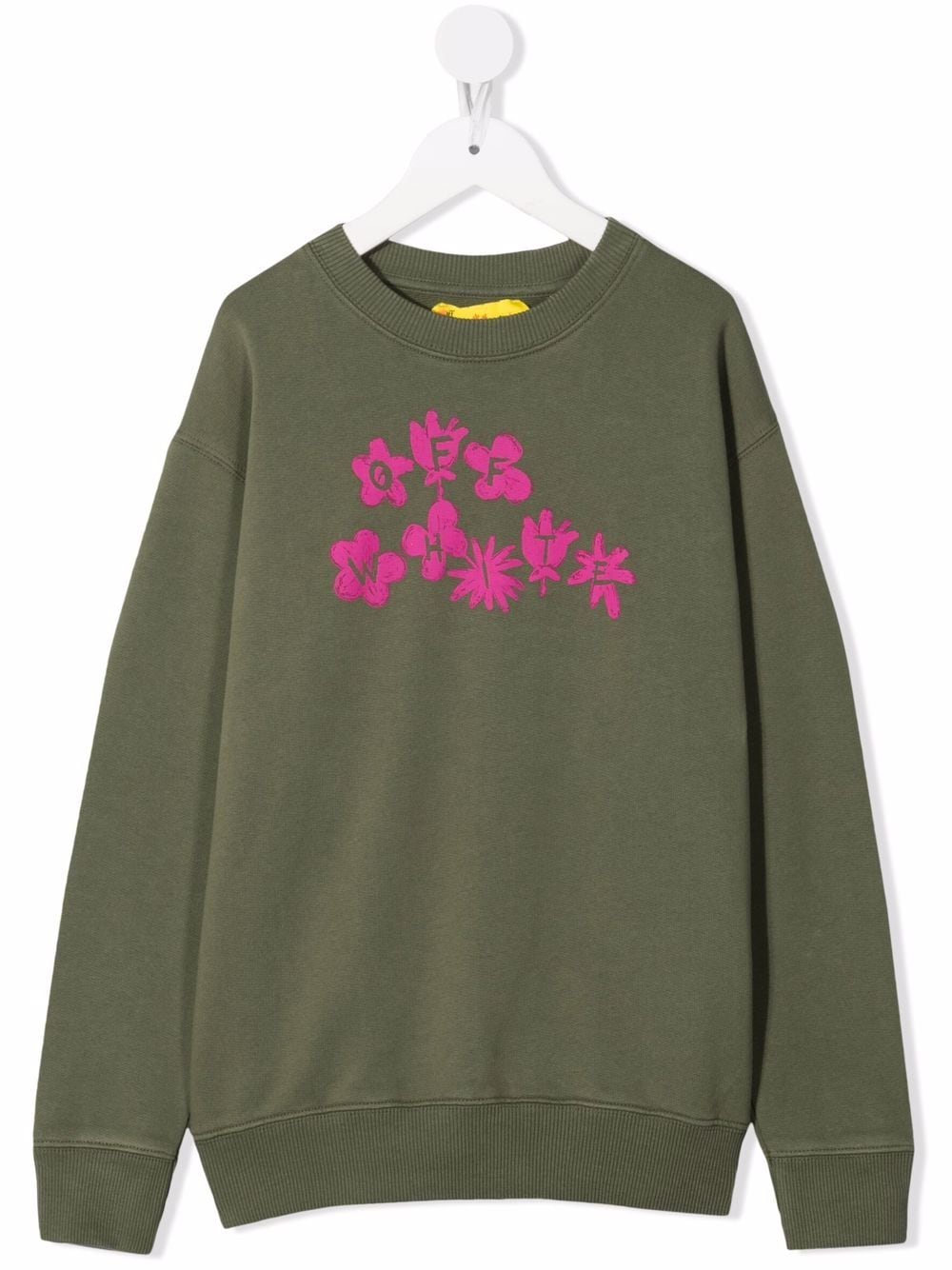 Off-White Kids flower logo-print cotton sweatshirt - Green von Off-White Kids