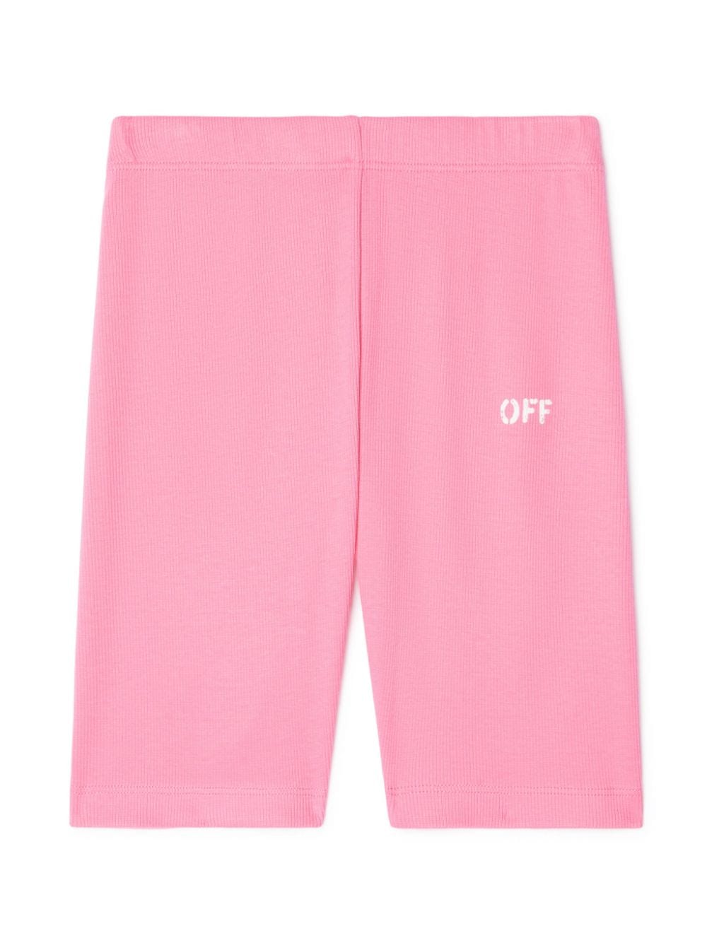 Off-White Kids Off Stamp ribbed shorts - Pink von Off-White Kids