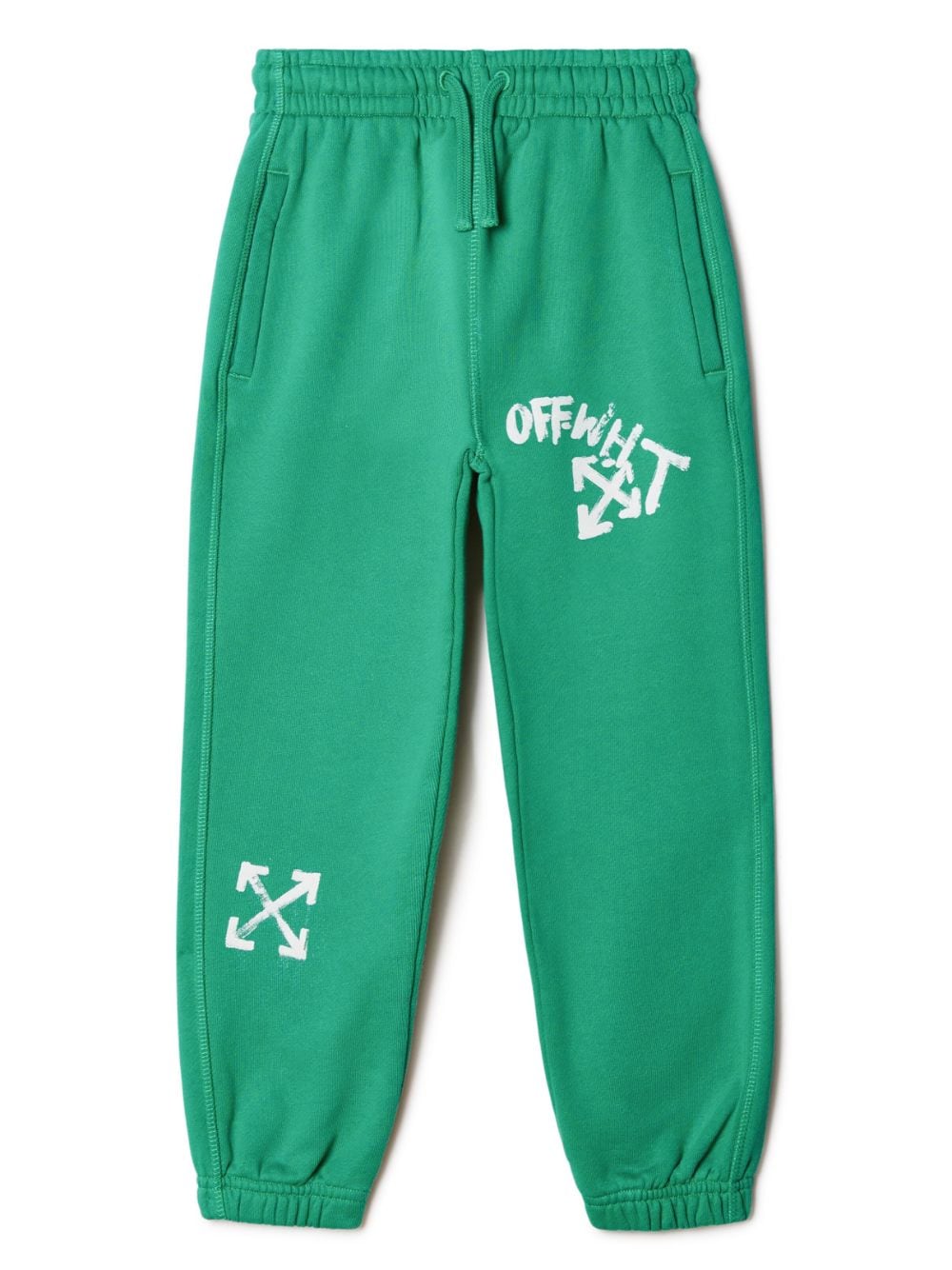 Off-White Kids Paint Script cotton track pants - Green von Off-White Kids