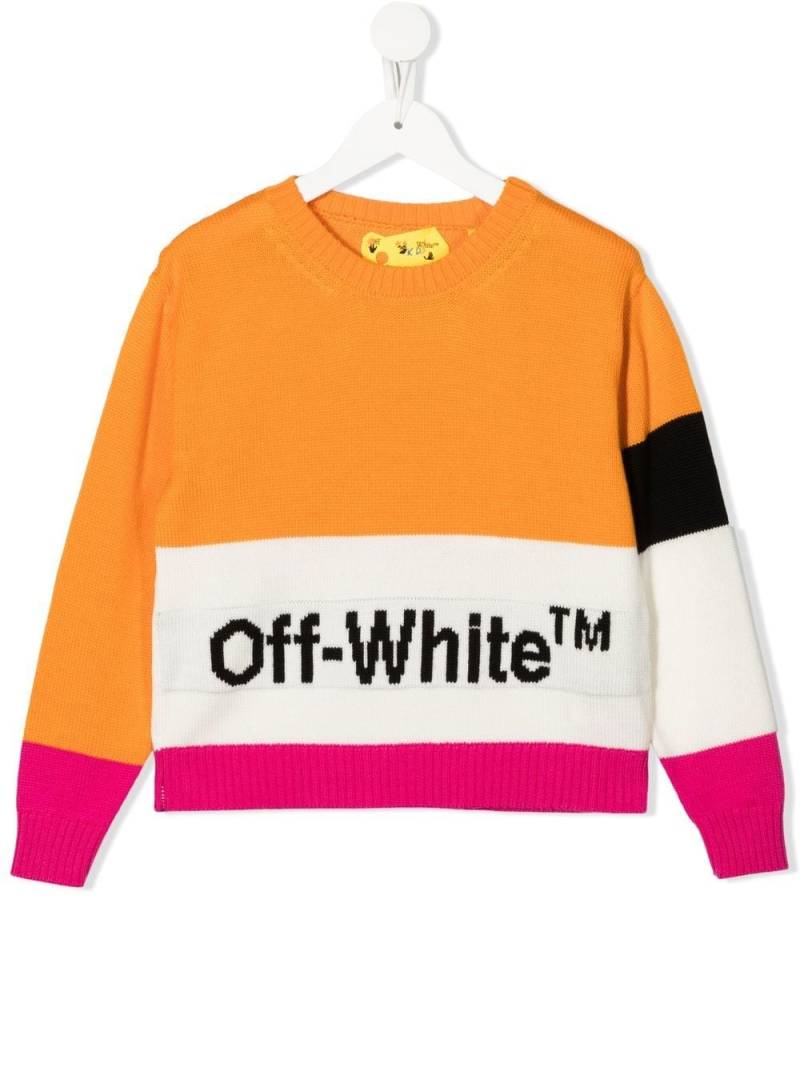 Off-White Kids colour-blocked logo jumper - Orange von Off-White Kids