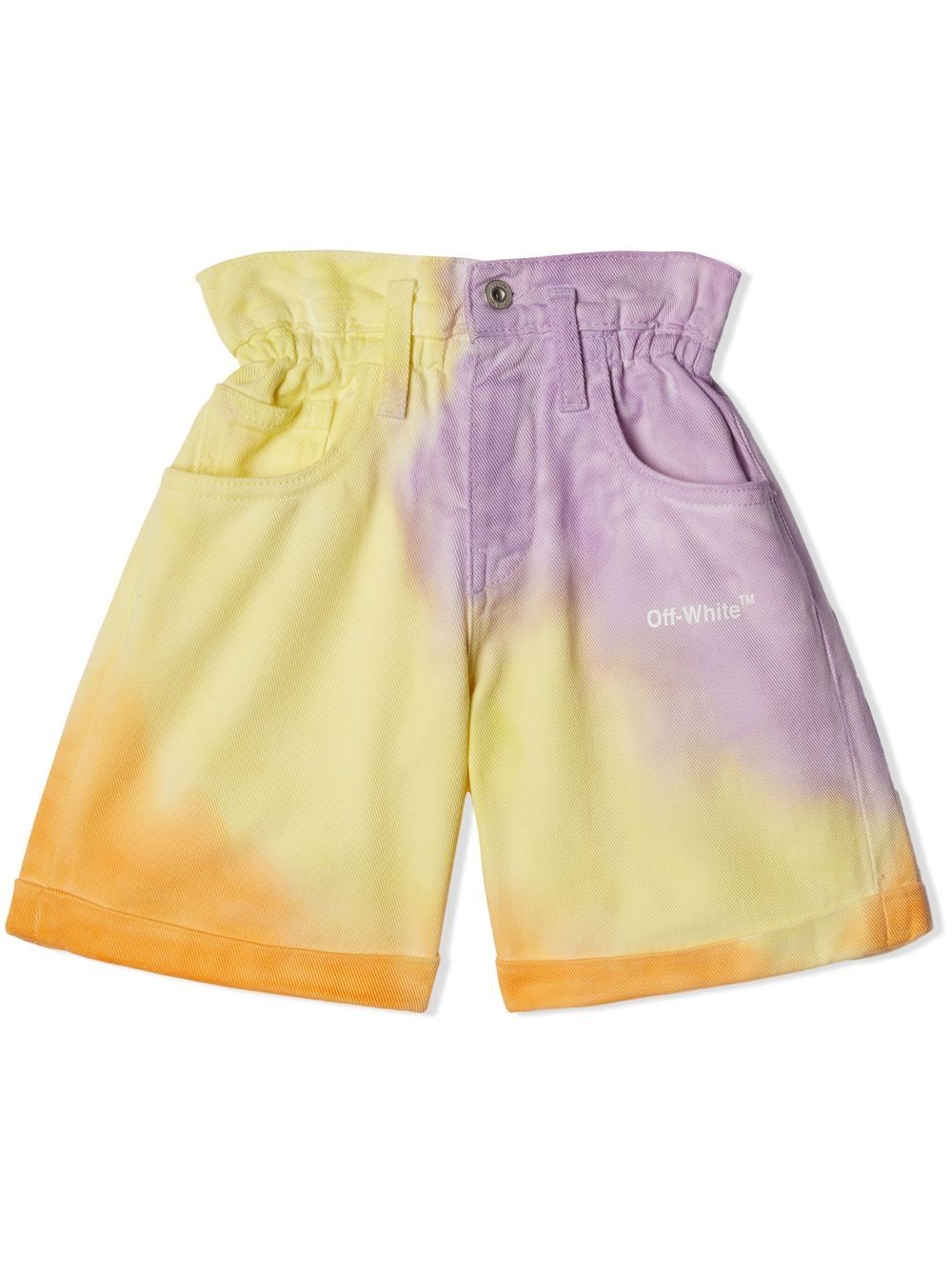 Off-White Kids high-rise Helvetica tie-dye shorts - Yellow von Off-White Kids