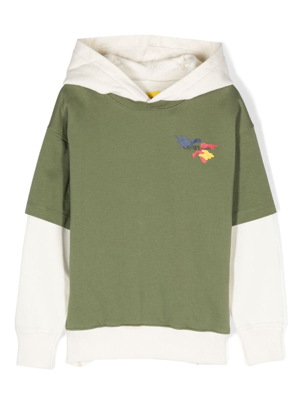 Off-White Kids layered logo-print cotton hoodie - Green von Off-White Kids