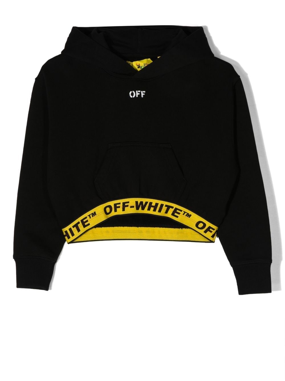 Off-White Kids logo-band cropped hoodie - Black von Off-White Kids