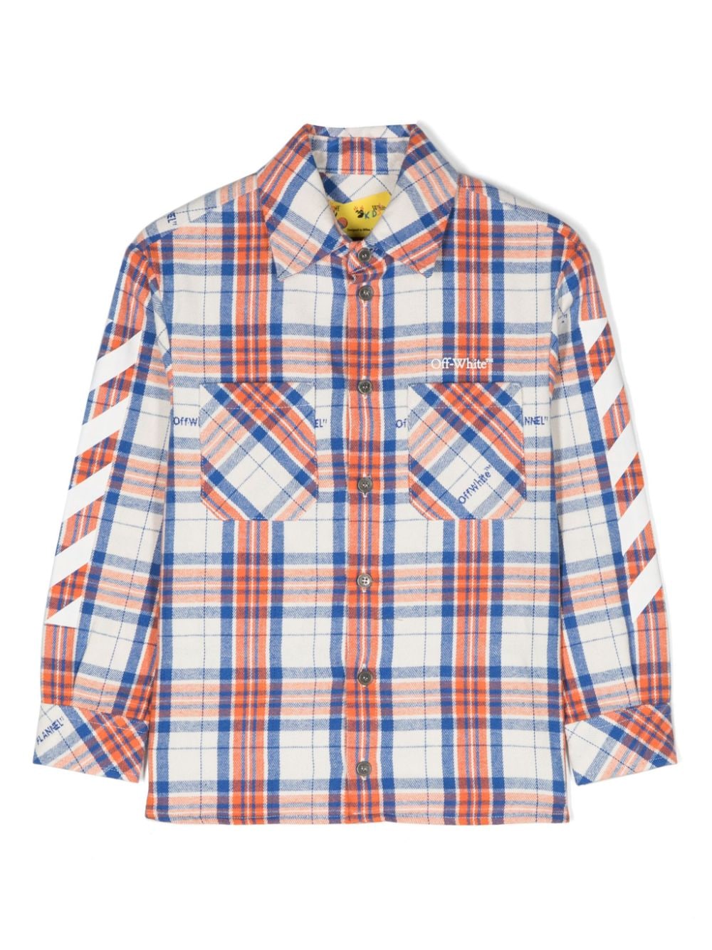 Off-White Kids logo-embroidered checked flannel shirt von Off-White Kids