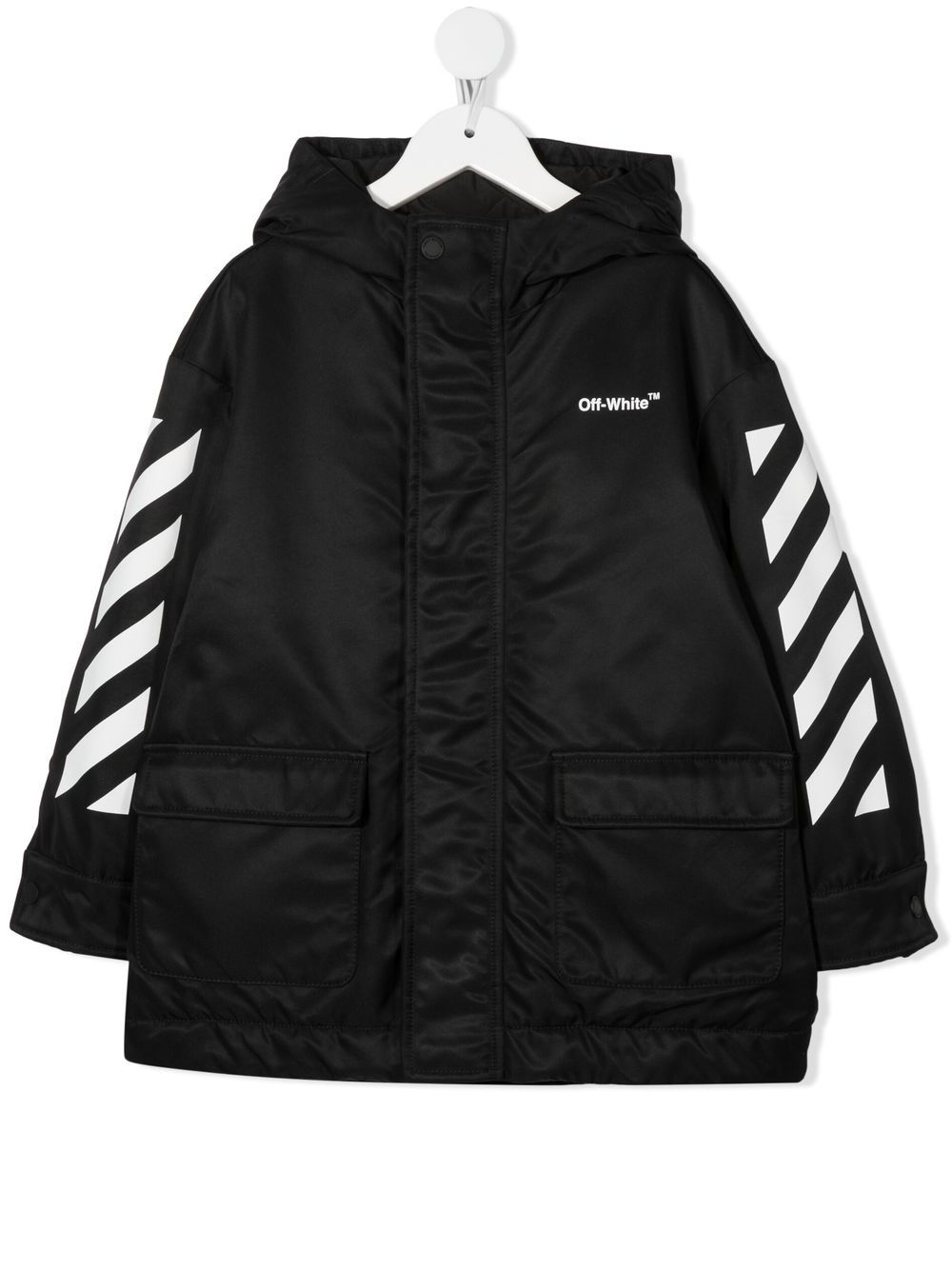 Off-White Kids logo-print parka jacket - Black von Off-White Kids